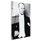 Tamperli Gerçek Cam Tablo Atatürk Frak Giyim Atatürk Tablosu Duvar Dekoru