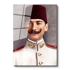 Tamperli Gerçek Cam Tablo Atatürk Fesli Gençlik Atatürk Tablosu Duvar Dekoru
