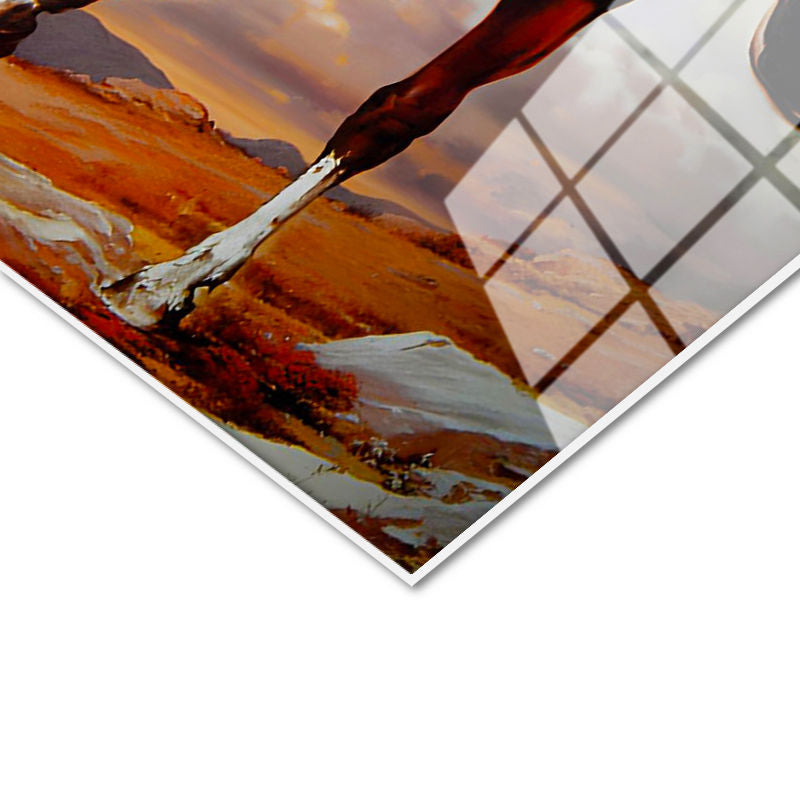 Tamperli Gerçek Cam Tablo Atatürk At Üzerinde Üniforma Atatürk Tablosu Duvar Dekoru