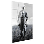 Tamperli Gerçek Cam Tablo Atatürk Kasketli Tarla Pozu Atatürk Tablosu Duvar Dekoru
