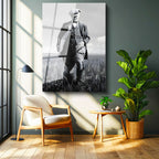 Tamperli Gerçek Cam Tablo Atatürk Kasketli Tarla Pozu Atatürk Tablosu Duvar Dekoru