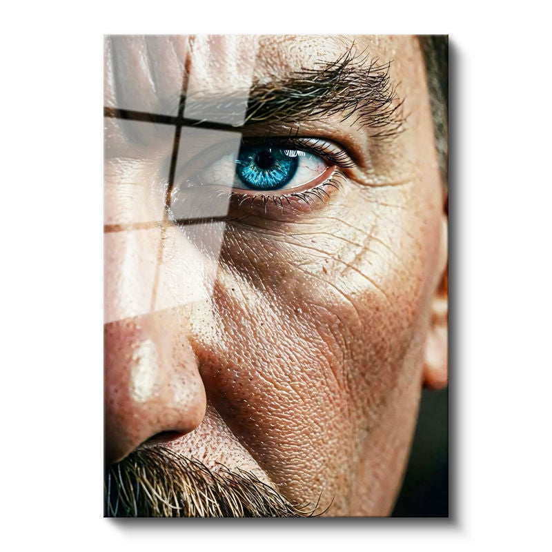 Tamperli Gerçek Cam Tablo Atatürk Mavi Göz Yüz Detayı Atatürk Tablosu Duvar Dekoru