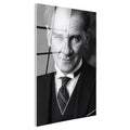 Tamperli Gerçek Cam Tablo Atatürk Çizgili Kravat Klasik Giyim Atatürk Tablosu Duvar Dekoru