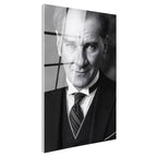 Tamperli Gerçek Cam Tablo Atatürk Çizgili Kravat Klasik Giyim Atatürk Tablosu Duvar Dekoru