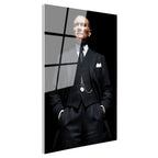 Tamperli Gerçek Cam Tablo Atatürk Yelekli Takım Köstekli Saat Atatürk Tablosu Duvar Dekoru