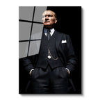 Tamperli Gerçek Cam Tablo Atatürk Yelekli Takım Köstekli Saat Atatürk Tablosu Duvar Dekoru