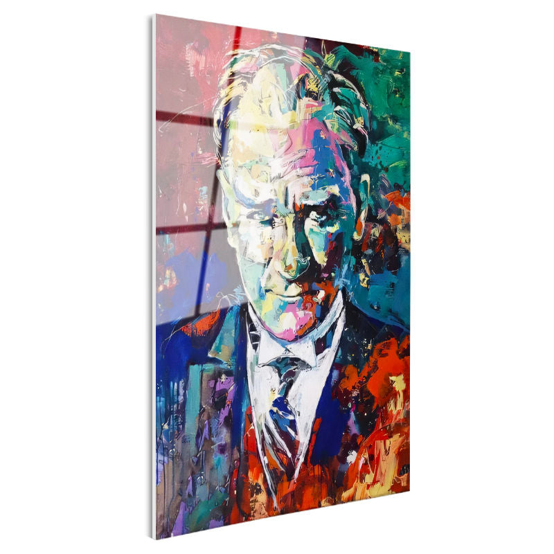 Tamperli Gerçek Cam Tablo Atatürk Modern Sanat Soyut Portre Atatürk Tablosu Duvar Dekoru