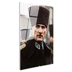 Tamperli Gerçek Cam Tablo Atatürk Resmi Üniforma Kalpaklı Bakış Atatürk Tablosu Duvar Dekoru