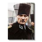 Tamperli Gerçek Cam Tablo Atatürk Resmi Üniforma Kalpaklı Bakış Atatürk Tablosu Duvar Dekoru