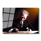 Tamperli Gerçek Cam Tablo Atatürk Masada İmza Anı Atatürk Tablosu Duvar Dekoru
