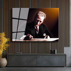 Tamperli Gerçek Cam Tablo Atatürk Masada İmza Anı Atatürk Tablosu Duvar Dekoru