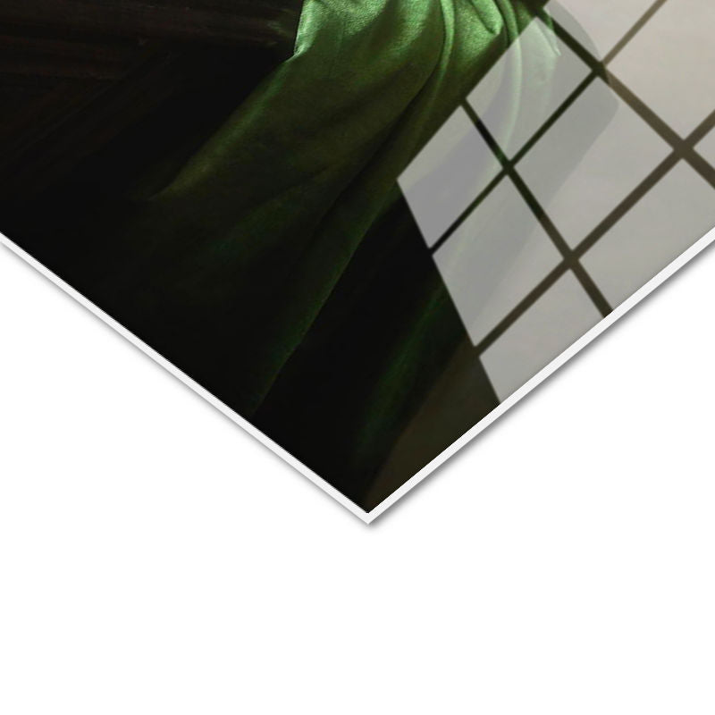 Tamperli Gerçek Cam Tablo Bakır Vazoda Mor Çiçek Aranjmanı Çiçek Tablosu Duvar Dekoru