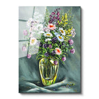 Tamperli Gerçek Cam Tablo Cam Vazoda Toplanmış Kır Çiçekleri Çiçek Tablosu Duvar Dekoru