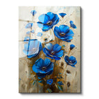 Tamperli Gerçek Cam Tablo Canlı Mavi Kır Çiçeği Buketi Çiçek Tablosu Duvar Dekoru