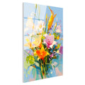 Tamperli Gerçek Cam Tablo Soyut Fırça Darbeli Renkli Çiçekler Çiçek Tablosu Duvar Dekoru