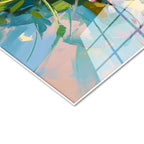 Tamperli Gerçek Cam Tablo Soyut Fırça Darbeli Renkli Çiçekler Çiçek Tablosu Duvar Dekoru