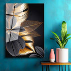 Tamperli Gerçek Cam Tablo İnce Damarlı Yaprak Detayları Çiçek Tablosu Duvar Dekoru