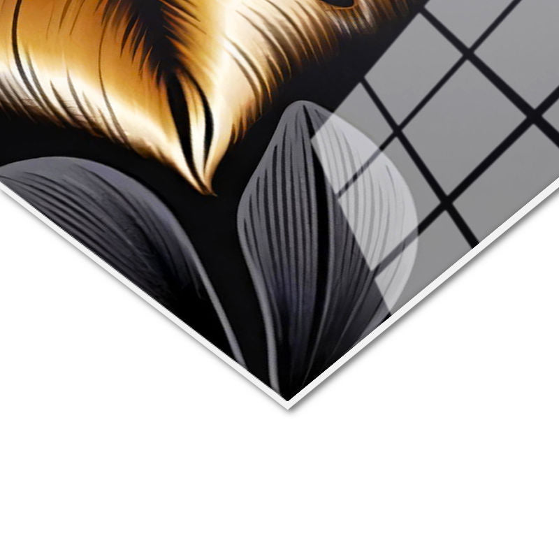 Tamperli Gerçek Cam Tablo İnce Damarlı Yaprak Detayları Çiçek Tablosu Duvar Dekoru