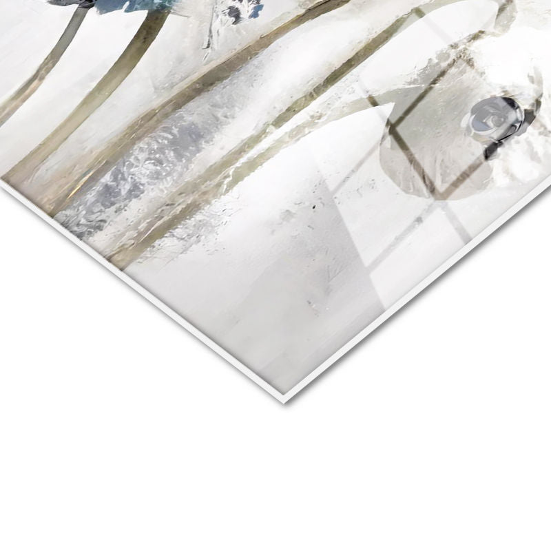 Tamperli Gerçek Cam Tablo Sanatsal İri Yapraklı Çiçekler Çiçek Tablosu Duvar Dekoru