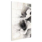 Tamperli Gerçek Cam Tablo İnce Hatlı Zarif Yapraklar Çiçek Tablosu Duvar Dekoru