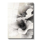 Tamperli Gerçek Cam Tablo İnce Hatlı Zarif Yapraklar Çiçek Tablosu Duvar Dekoru