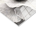 Tamperli Gerçek Cam Tablo İnce Hatlı Zarif Yapraklar Çiçek Tablosu Duvar Dekoru