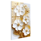 Tamperli Gerçek Cam Tablo Belirgin Damar Detaylı Çiçekler Çiçek Tablosu Duvar Dekoru