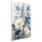 Tamperli Gerçek Cam Tablo Formlu Çiçek Demeti Çiçek Tablosu Duvar Dekoru