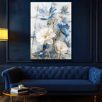 Tamperli Gerçek Cam Tablo Formlu Çiçek Demeti Çiçek Tablosu Duvar Dekoru