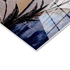 Tamperli Gerçek Cam Tablo Spatula Dokulu Büyük Çiçek Çiçek Tablosu Duvar Dekoru