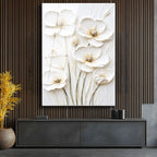 Tamperli Gerçek Cam Tablo Sade Dokulu Minimal Çiçekler Çiçek Tablosu Duvar Dekoru