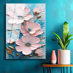 Tamperli Gerçek Cam Tablo Belirgin Tomurcuklu Çiçekler Çiçek Tablosu Duvar Dekoru