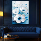 Tamperli Gerçek Cam Tablo Belirgin Göbekli Zarif Gelincikler Çiçek Tablosu Duvar Dekoru