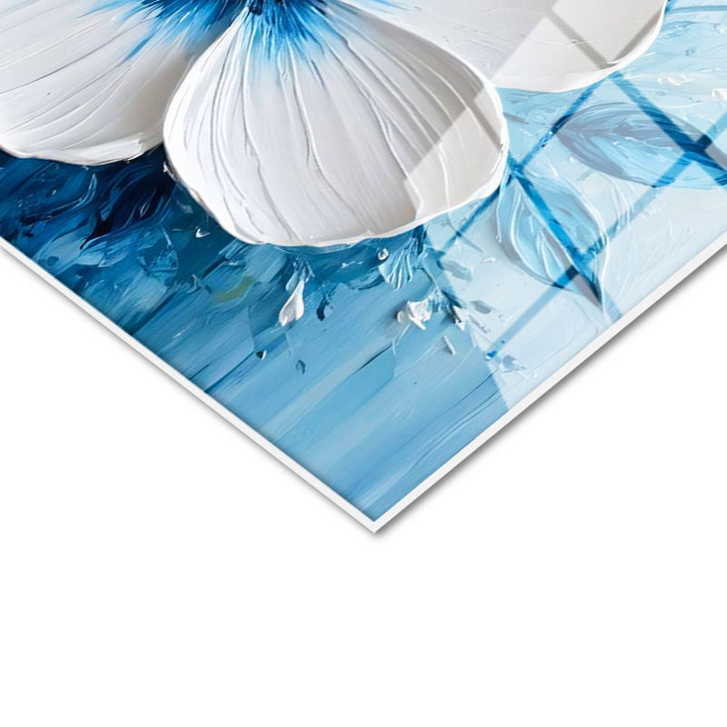 Tamperli Gerçek Cam Tablo Belirgin Göbekli Zarif Gelincikler Çiçek Tablosu Duvar Dekoru