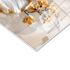 Tamperli Gerçek Cam Tablo Parlak Kenarlı Modern Çiçekler Çiçek Tablosu Duvar Dekoru