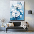 Tamperli Gerçek Cam Tablo Dokulu Şakayık Çiçek Buketi Çiçek Tablosu Duvar Dekoru