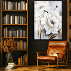 Tamperli Gerçek Cam Tablo Sanatsal Dokulu İri Manolyalar Çiçek Tablosu Duvar Dekoru