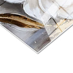 Tamperli Gerçek Cam Tablo Sanatsal Dokulu İri Manolyalar Çiçek Tablosu Duvar Dekoru