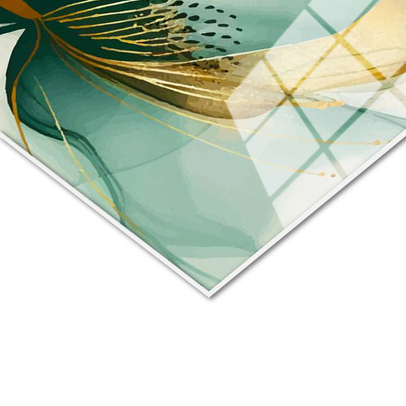 Tamperli Gerçek Cam Tablo Soyut Sulu Boya Çiçekler Çiçek Tablosu Duvar Dekoru