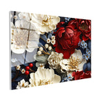 Tamperli Gerçek Cam Tablo Klasik Çiçek Aranjmanı Çiçek Tablosu Duvar Dekoru
