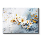 Tamperli Gerçek Cam Tablo Beyaz Bahar Dalı İllüstrasyonu Çiçek Tablosu Duvar Dekoru