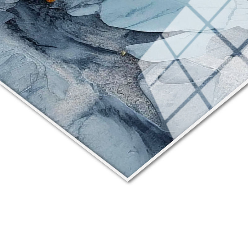 Tamperli Gerçek Cam Tablo Beyaz Bahar Dalı İllüstrasyonu Çiçek Tablosu Duvar Dekoru