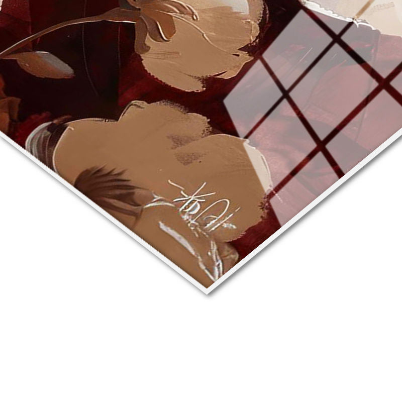 Tamperli Gerçek Cam Tablo Yağlı Boya Görünümlü Beyaz Çiçek Çiçek Tablosu Duvar Dekoru