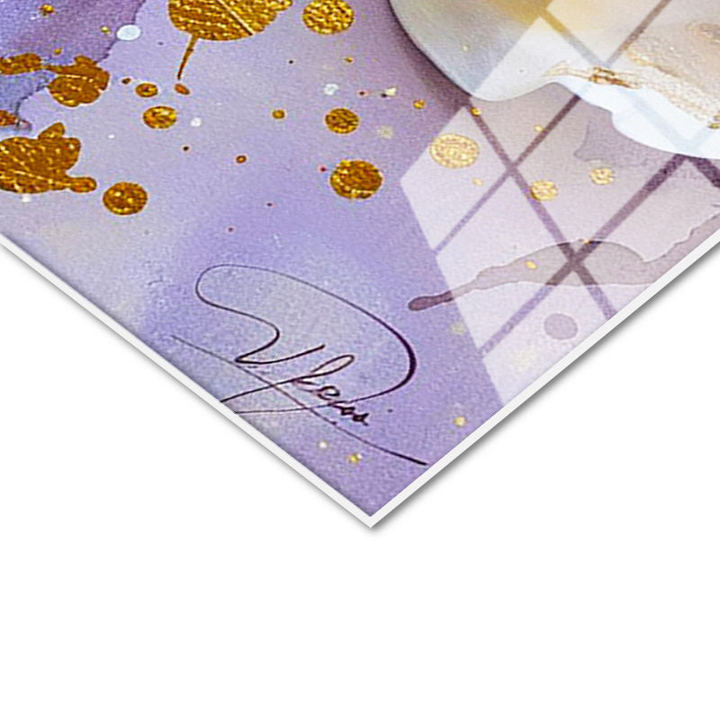 Tamperli Gerçek Cam Tablo Altın Yaldız Görünümlü Güller Çiçek Tablosu Duvar Dekoru