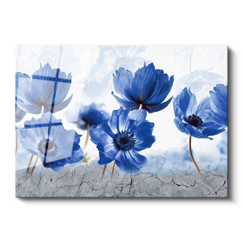 Tamperli Gerçek Cam Tablo Sade Çiçek Dizilimi Çiçek Tablosu Duvar Dekoru