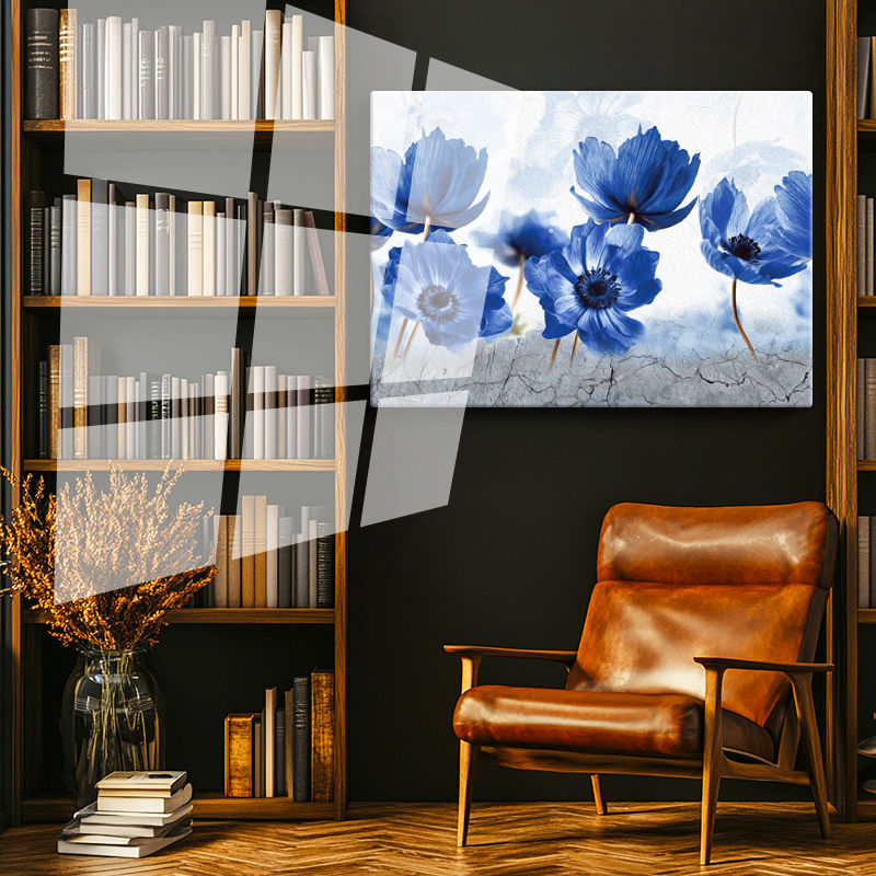 Tamperli Gerçek Cam Tablo Sade Çiçek Dizilimi Çiçek Tablosu Duvar Dekoru