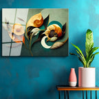 Tamperli Gerçek Cam Tablo Organik Çiçek Formları Çiçek Tablosu Duvar Dekoru