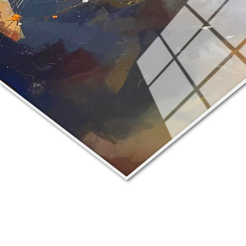 Tamperli Gerçek Cam Tablo Vazolu Çiçek Aranjmanı Çiçek Tablosu Duvar Dekoru