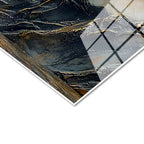 Tamperli Gerçek Cam Tablo Kabartma Görünümlü Dağ ve Ağaç Çiçek Tablosu Duvar Dekoru