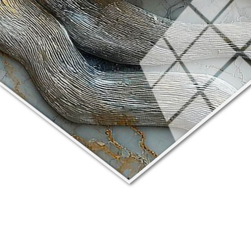 Tamperli Gerçek Cam Tablo Mermer Görünümlü Manolya Dalı Çiçek Tablosu Duvar Dekoru